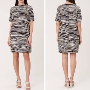 Hobbs London Black White Carla Short Sleeve Abstract Zebra Print Dress Size 12